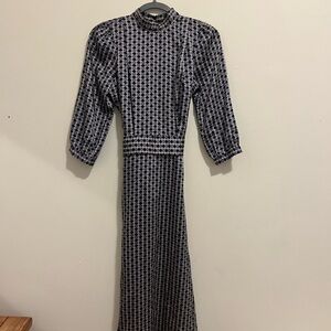 ZARA AW20 Long Circle Print Satin Dress With Belt ZS Purple Lilac Black New